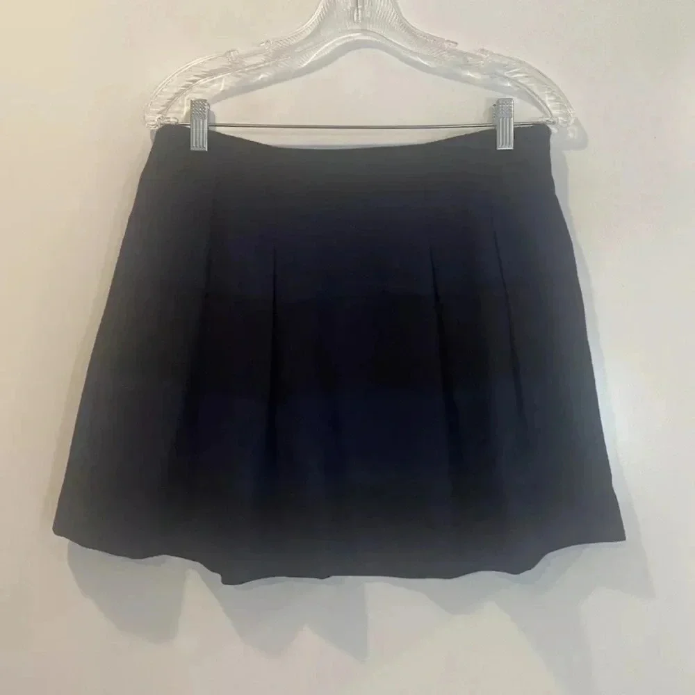 Madewell Mayle Blue Black Striped Wool‎ Blend Pleated Skirt Womens Size 6
